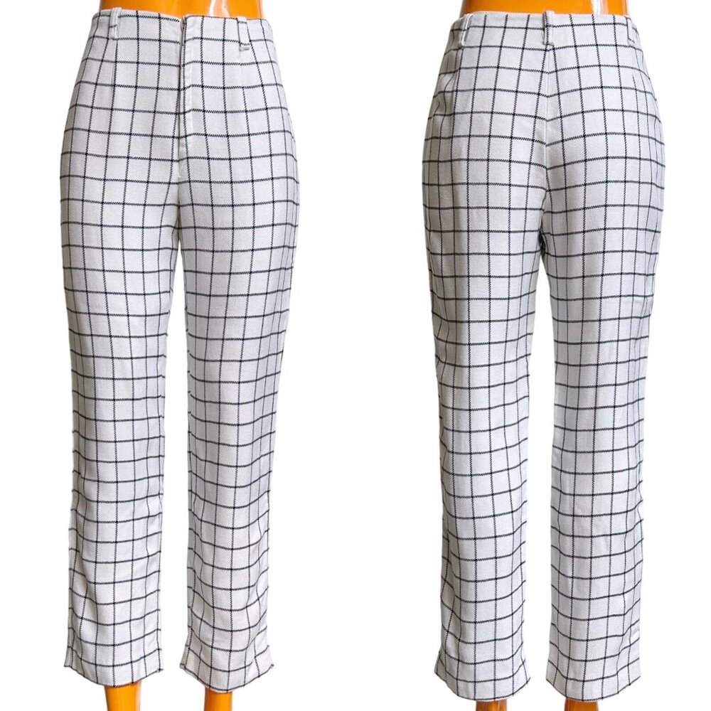 60s 70s vintage Jack Winter cigarette pants checkered pattern high rise crop.
